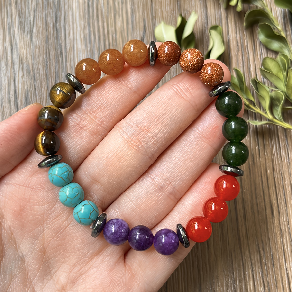 Chakra Bracelet for Aura Protection, Natural Tiger's Eye